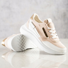 SHELOVET Stylische Wildleder-Sneakers beige weiß 2