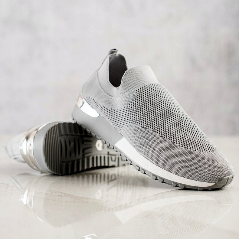 SHELOVET Durchbrochene Turnschuhe aus Textil grau 1