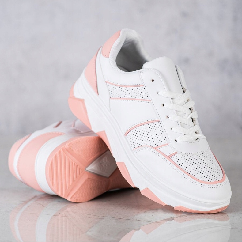 SHELOVET Lässige Sportschuhe weiß rosa 1