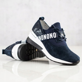 Filippo Sneakers aus Leder mit Keilabsatz marineblau 1