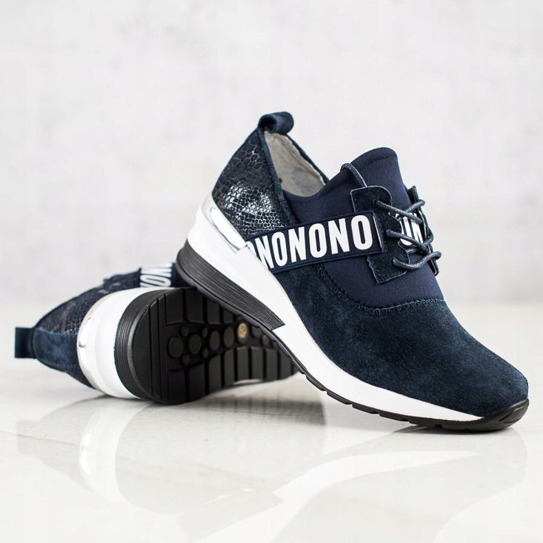 Filippo Sneakers aus Leder mit Keilabsatz marineblau 1