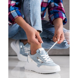 SHELOVET Stylische Wildleder-Sneakers weiß blau 2