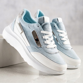 SHELOVET Stylische Wildleder-Sneakers weiß blau 1