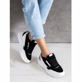 SHELOVET Stylische Wildleder-Sneakers weiß schwarz 2