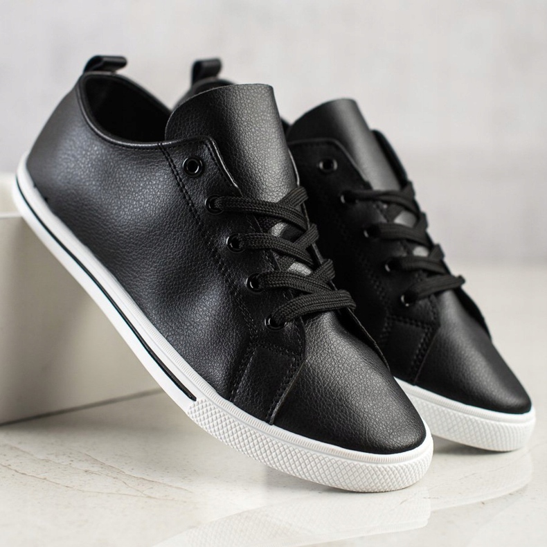 SHELOVET Bequeme niedrige Sneakers schwarz 1