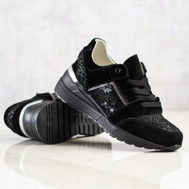 Evento Sneakers aus Leder mit Schlangenmuster schwarz 1