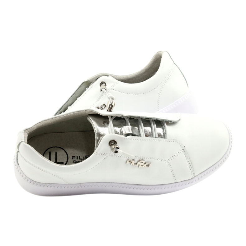 Filippo Stilvolle Ledersneaker DP2041 / 21 WH weiß silber- 4