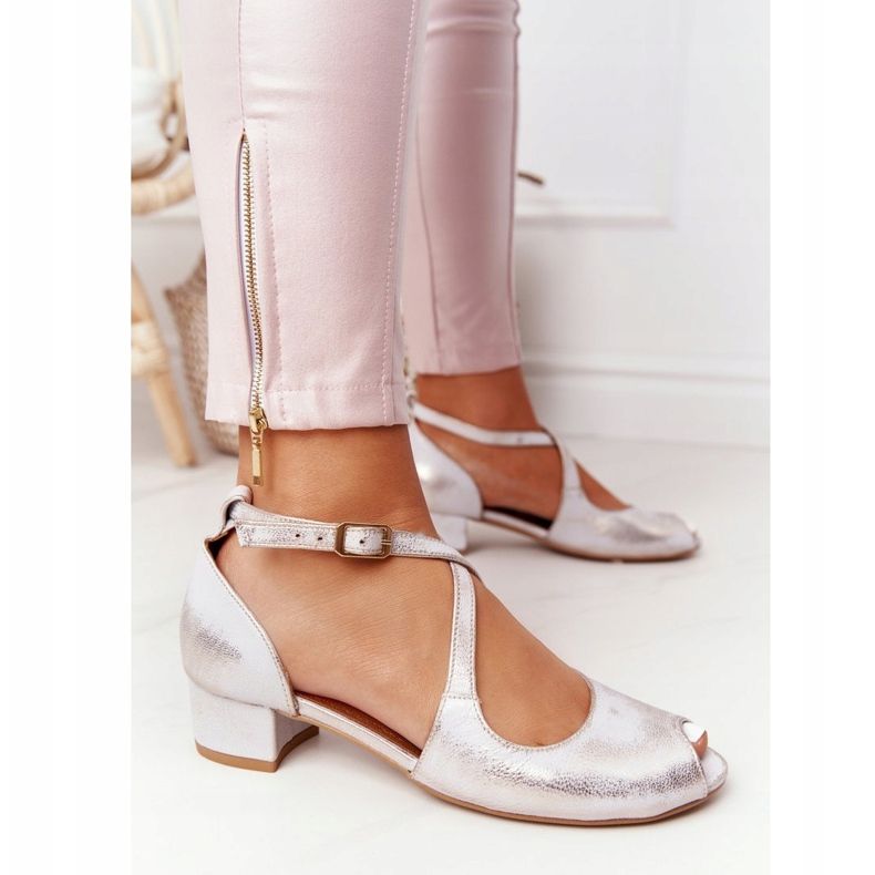 Leder High Heel Sandalen Maciejka 04509-45 Beige-Gold golden 1