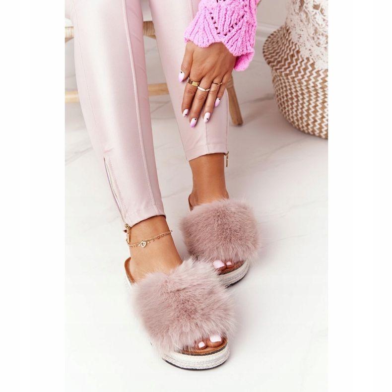 PS1 Beige Adventure-Plateaupantoffeln mit Fell mehrfarbig 2