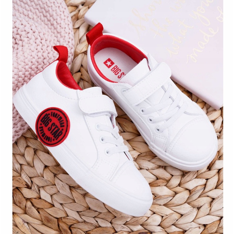 Kinder Sneakers Kinder Big Star mit Klettverschluss Weiß FF374088 rot 2