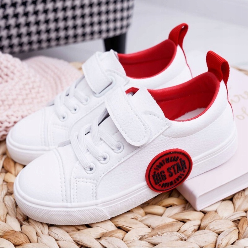 Kinder Sneakers Kinder Big Star mit Klettverschluss Weiß FF374088 rot 1