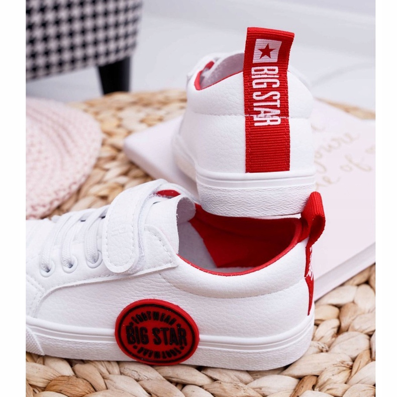 Kinder Sneakers Kinder Big Star mit Klettverschluss Weiß FF374088 rot 3