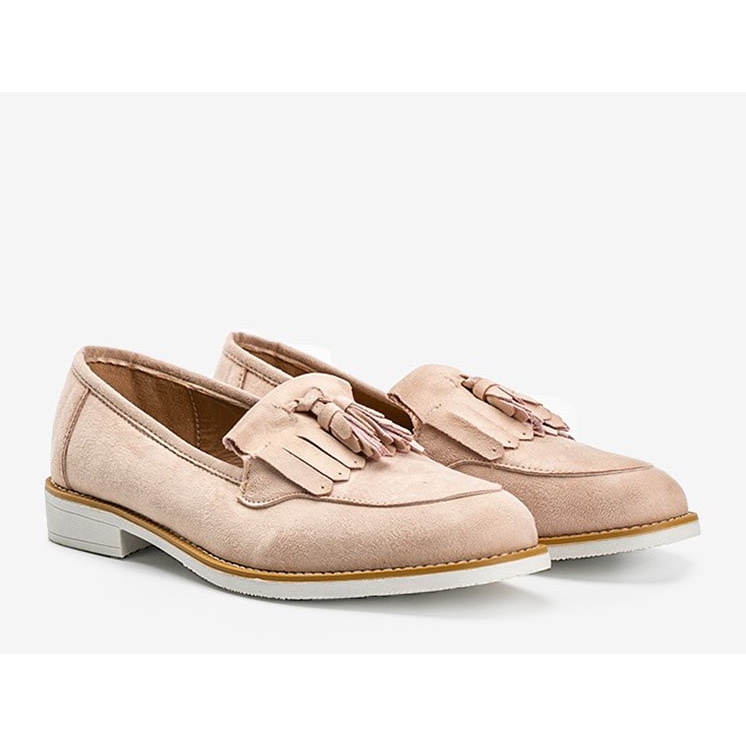 Beige Wildlederschuhe mit Lorena-Fransen 1