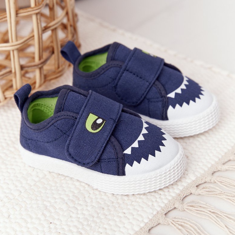 Sneakers für Kinder mit Klettverschluss mit einem Hai Marineblau 2