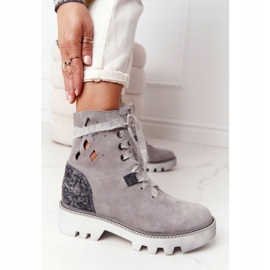 Wildleder durchbrochene Stiefel Maciejka Grau 05033-03 mehrfarbig 1