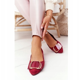 Wildleder Ballerinas mit Schnalle Sergio Leone BL623 ​​​​Burgund rot mehrfarbig 2