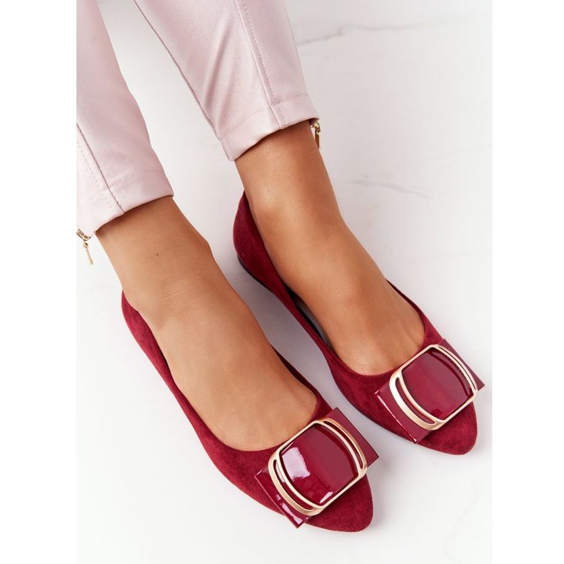 Wildleder Ballerinas mit Schnalle Sergio Leone BL623 ​​​​Burgund rot mehrfarbig 1