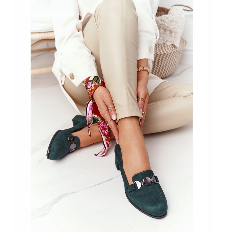 Wildleder Pumps auf der Ferse Sergio Leone PB148 Grün 1