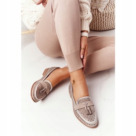 Loafer mit Lochmuster Sergio Leone MK735 Beige 2