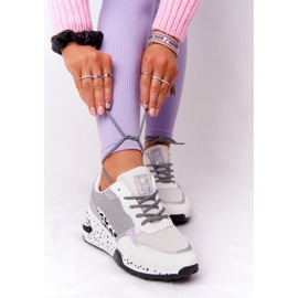 NEWS Sneakers mit Keilabsatz für Damen Weiß mit Brokat Avery 2