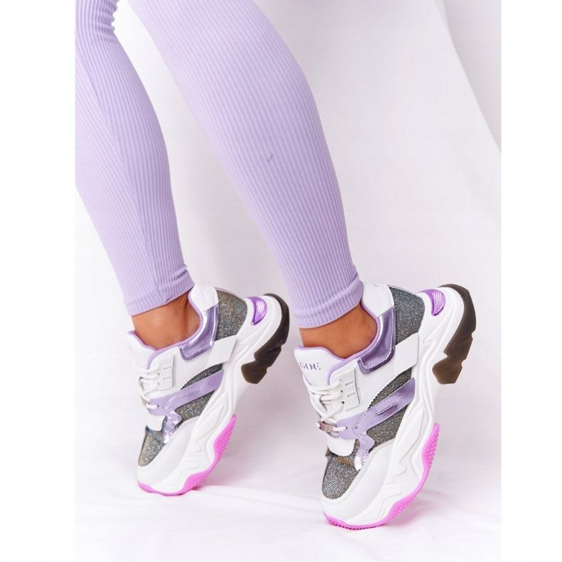 Sportschuhe mit großen Sohlen GOE HH2N4038 Weiß-Violett 2