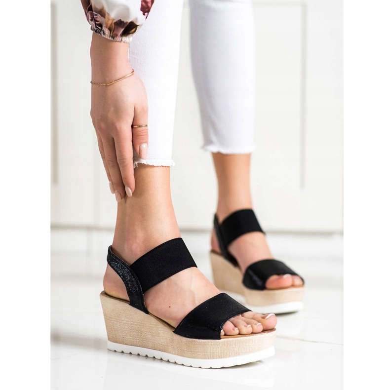 Seastar Leuchtende Sandalen auf Keil schwarz 1