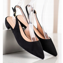 Lovery Wildledersandalen mit offenem Absatz schwarz 1