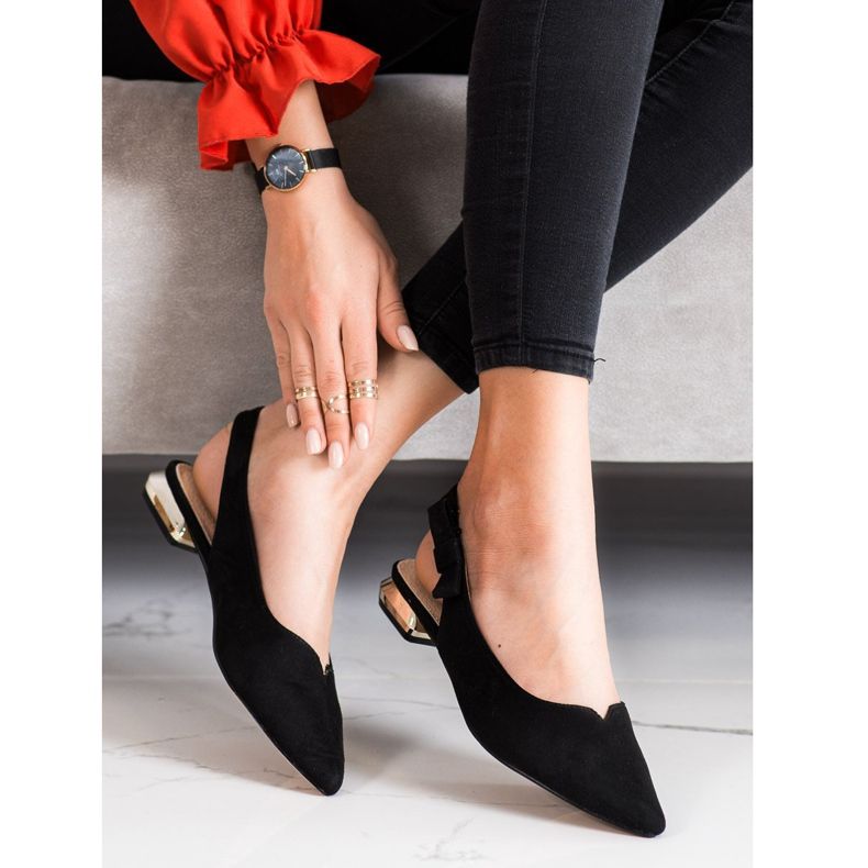 Filippo Schwarze Sandalen mit offenem Absatz 1