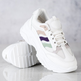 SHELOVET Sneakers mit bunten Streifen weiß 1