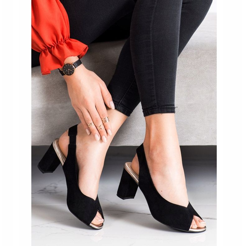 Evento Wildledersandalen auf einer Bar schwarz 1