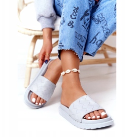 Damen Hausschuhe On The Big Star HH274688 Graue Plattform 1