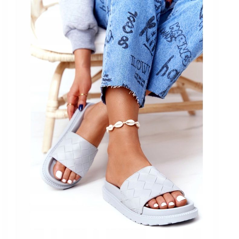 Damen Hausschuhe On The Big Star HH274688 Graue Plattform 1