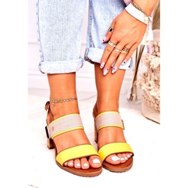 Jezzi Frauensandalen auf dem Cork Post Yellow 20SD35-1826 beige 3