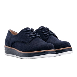 Marineblaue Wildlederschuhe mit hoher Elyssa-Sohle 1