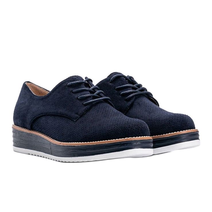 Marineblaue Wildlederschuhe mit hoher Elyssa-Sohle 1