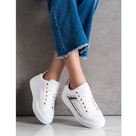 SHELOVET Weiße Turnschuhe auf der Plattform schwarz 2