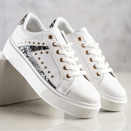 SHELOVET Weiße Turnschuhe auf der Plattform schwarz 1