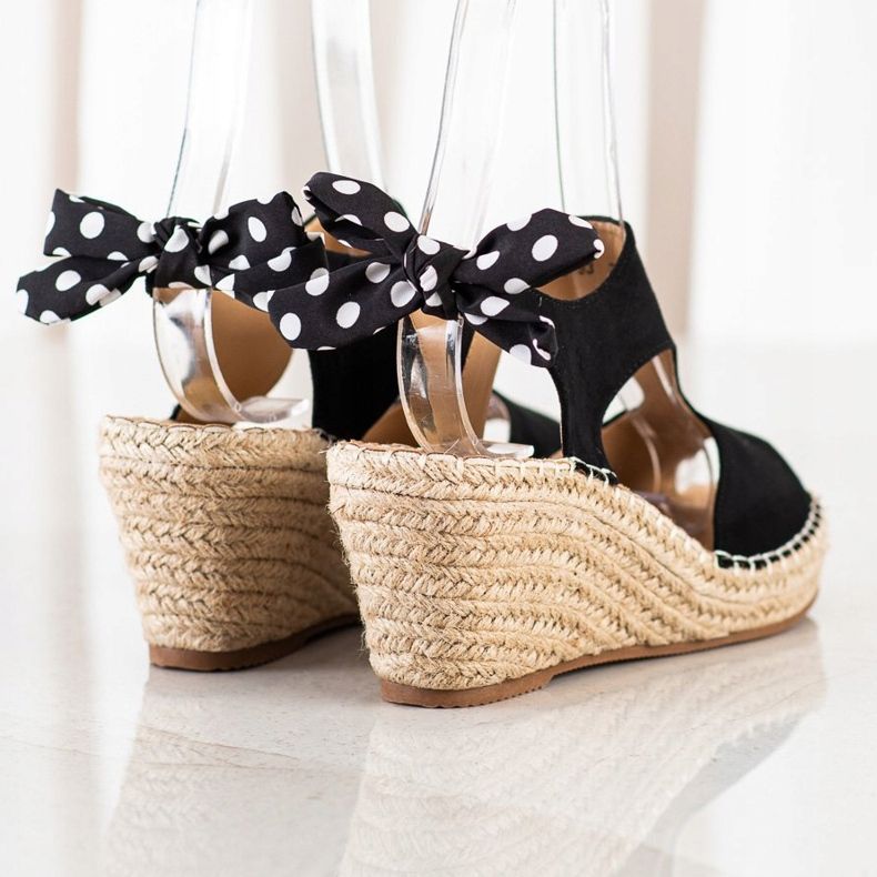 Evento Espadrilles-Sandalen mit Schleife schwarz 1