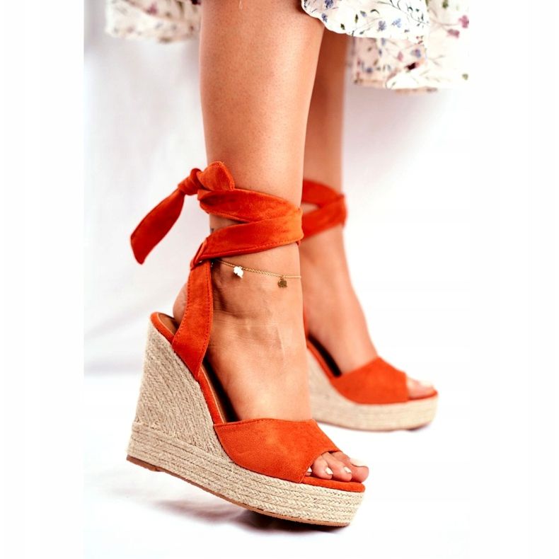 PS1 Damen Sandalen mit Keilabsatz Orange Belleza 1