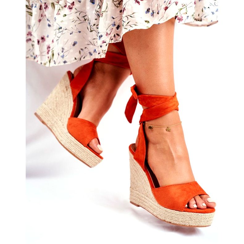 PS1 Damen Sandalen mit Keilabsatz Orange Belleza 2