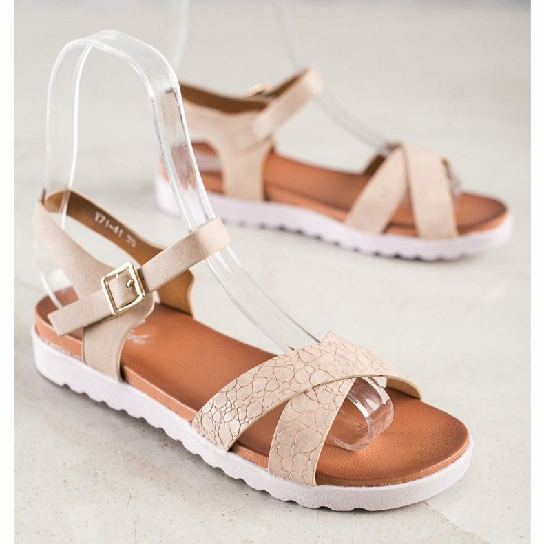 Weide Beige Sandalen mit Öko-Leder 1