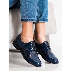 SHELOVET Glänzende Schuhe mit Schlangenprint navy blau blau 3