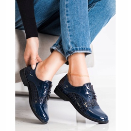 SHELOVET Glänzende Schuhe mit Schlangenprint marineblau blau 1