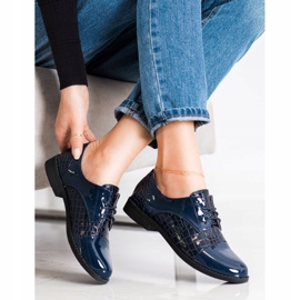 SHELOVET Glänzende Schuhe mit Schlangenprint navy blau blau 1
