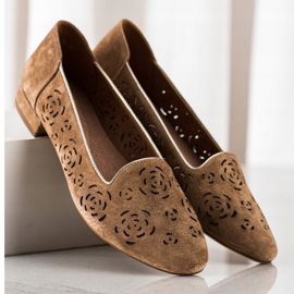 Lederpumps mit Rosen Sergio Leone braun 1