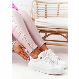 Damen Leder Sneakers On The Platform Weiß Nicole 2645 golden 1