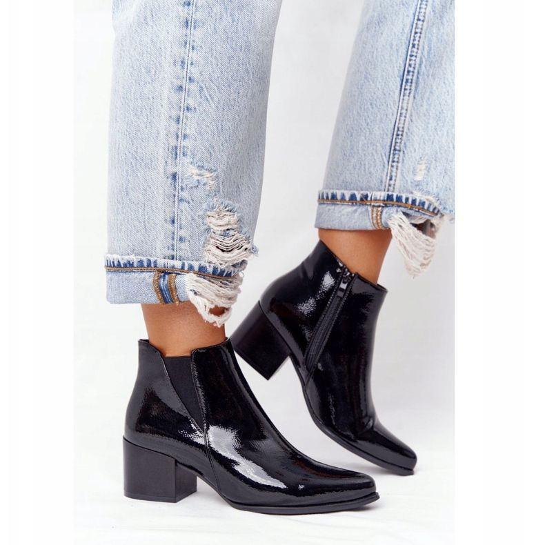 Lackierte Stiefel auf High Heel Sergio Leone BT153 Schwarz 2