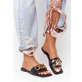 Lederpantoffeln mit Kette Schwarzer French Kiss 2