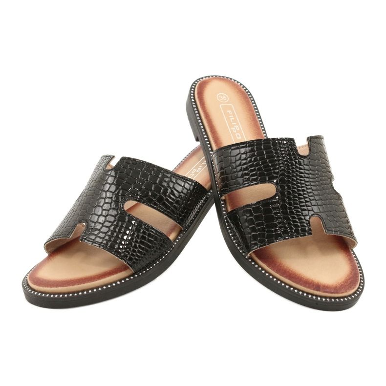 Filippo Glänzende lackierte Klappen schwarzer Ledereinsatz 4