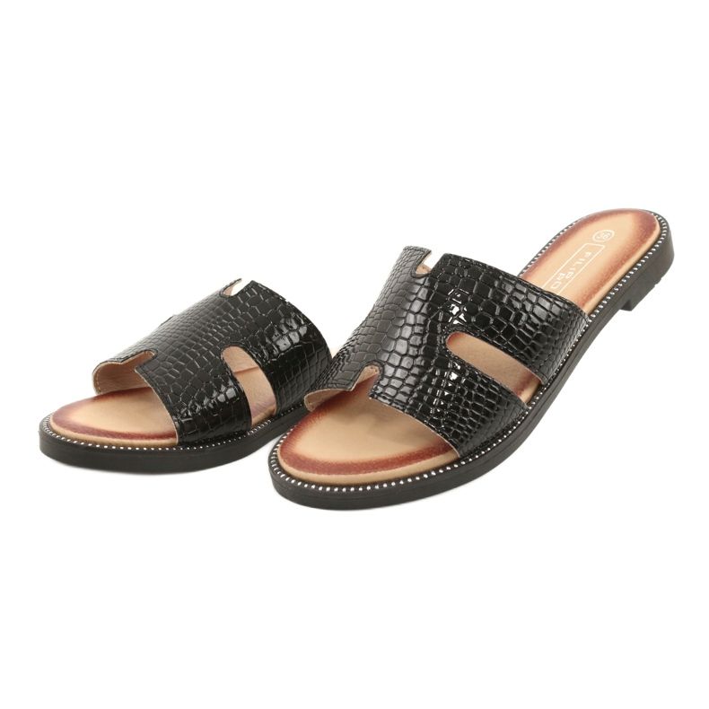 Filippo Glänzende lackierte Klappen schwarzer Ledereinsatz 3